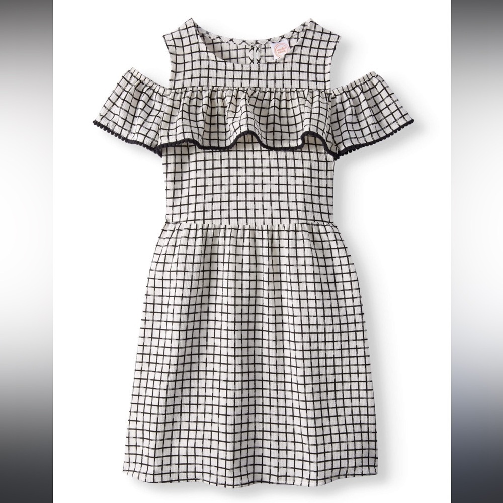 NWOT- Size 7/8 Wonder Nation Ruffle Overlay Cold Shoulder Dress